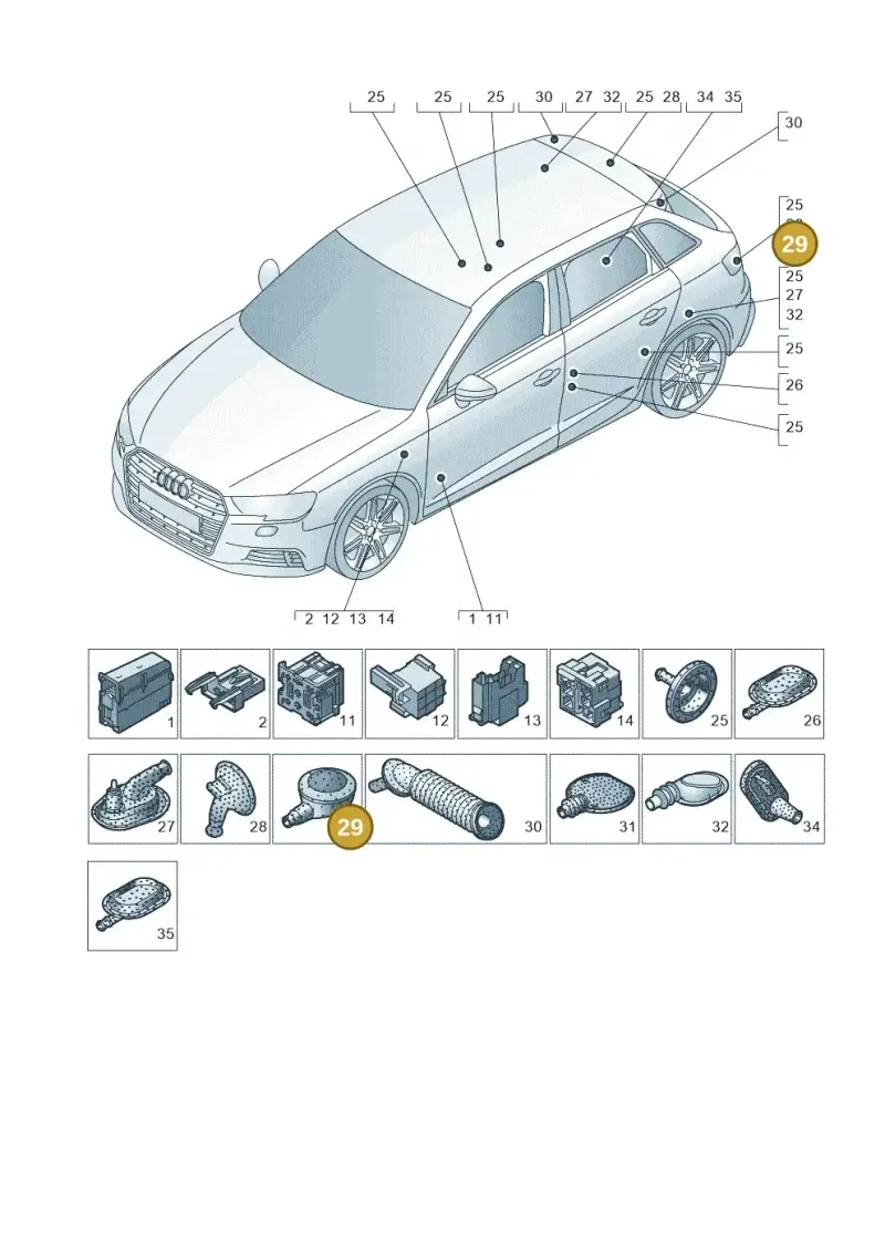 4F0971841F — Audi RS3 Limousine (2017-2020) diagram 890971780, position 29