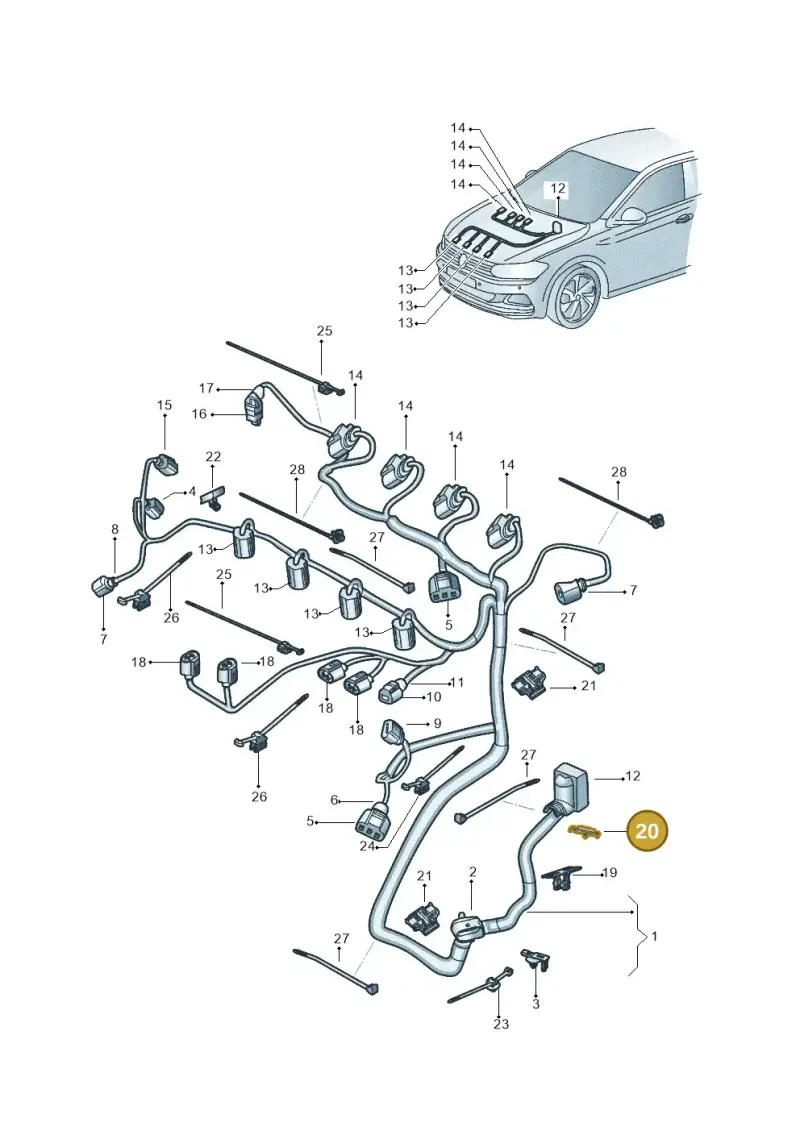 4F0971848G — Volkswagen T-Cross 1,0 (2019-) diagram 602971020, position 20