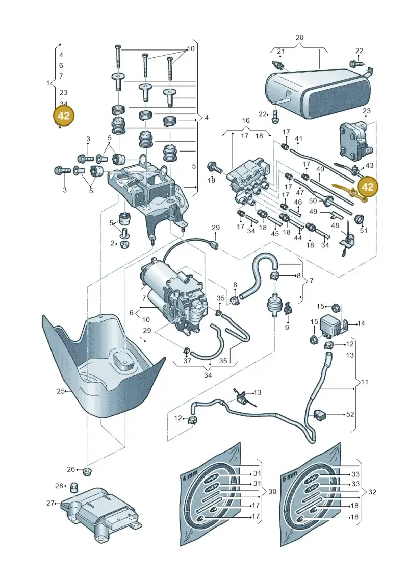 4F0971850A — Audi Q8 Quattro 3,0 (2018-) diagram 859616350, position 42