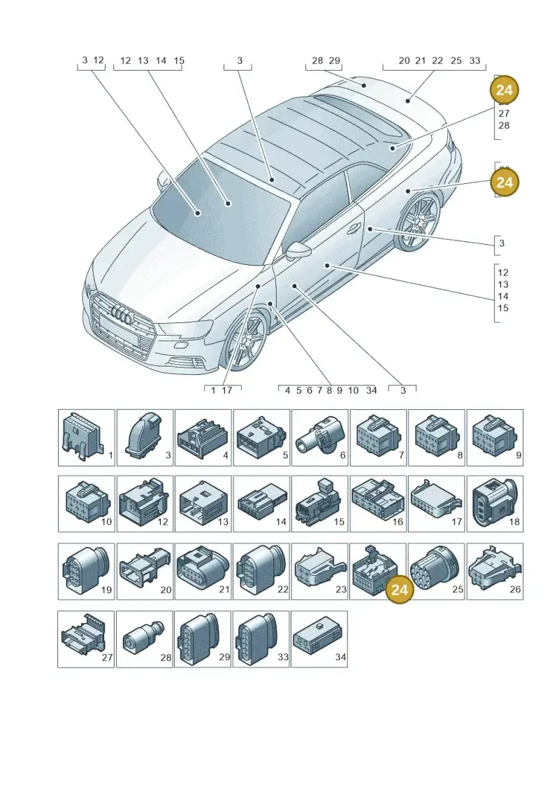 4F0972112 — Audi A3 Cabriolet (2016-2020) diagram 891971790, position 24