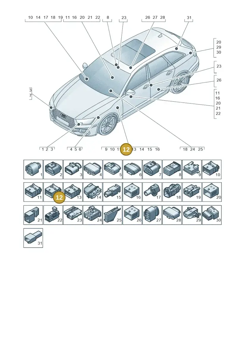 4F0972483D — Audi RS4 Avant (2017-) diagram 438971820, position 12