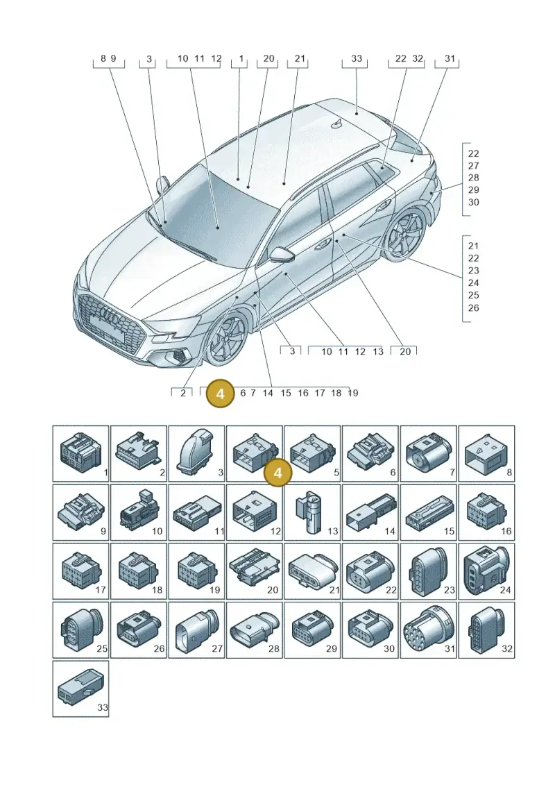 4F0972575F — Audi A3 Sportback (2019-2025) diagram 596971820, position 4