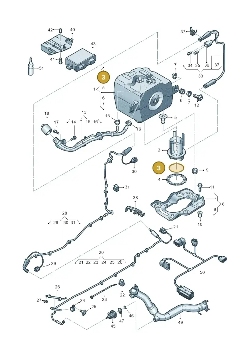 4G0131357 — Audi A8L qu. 3.0 TDI (2009-2014) diagram 696201150, position 3