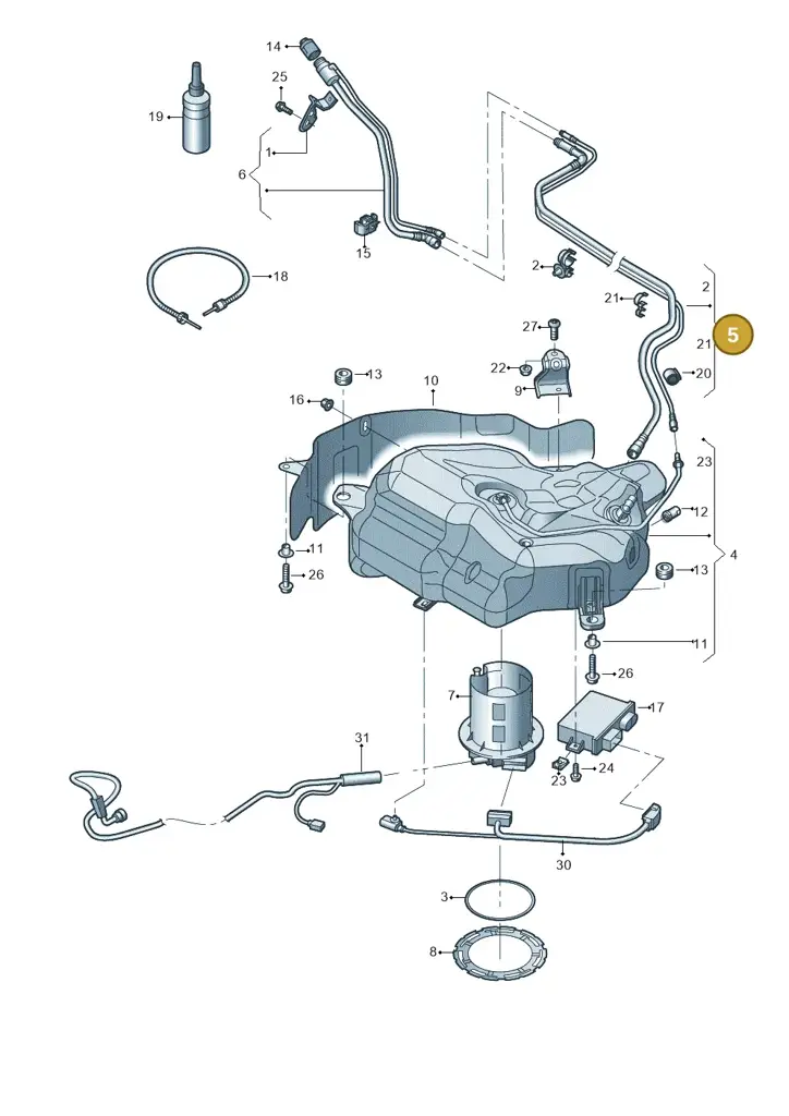 4G0131963C — Audi A7 Sportback (2014-2018) diagram 798201300, position 5