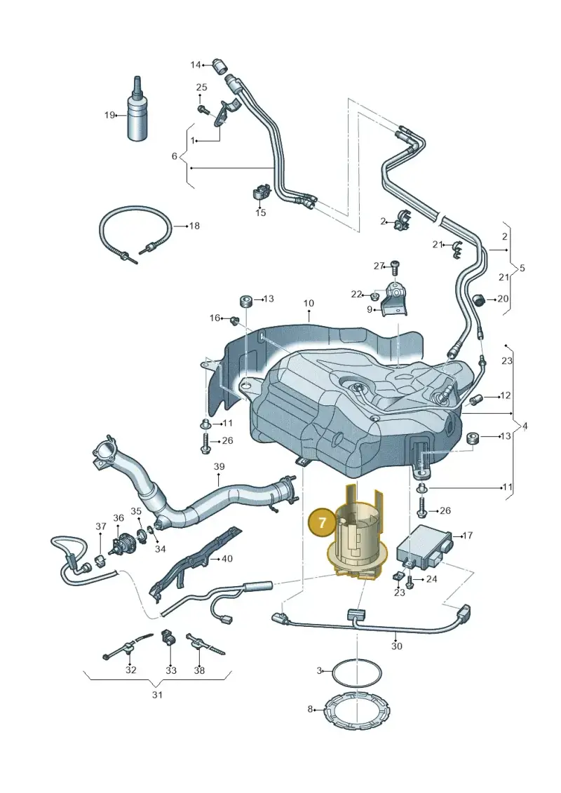4G0131969J — Audi A7 Sportback (2010-2015) diagram 711201300, position 7