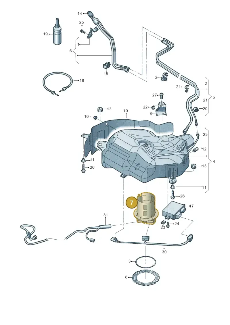 4G0131969J — Audi A7 Sportback (2014-2018) diagram 798201300, position 7