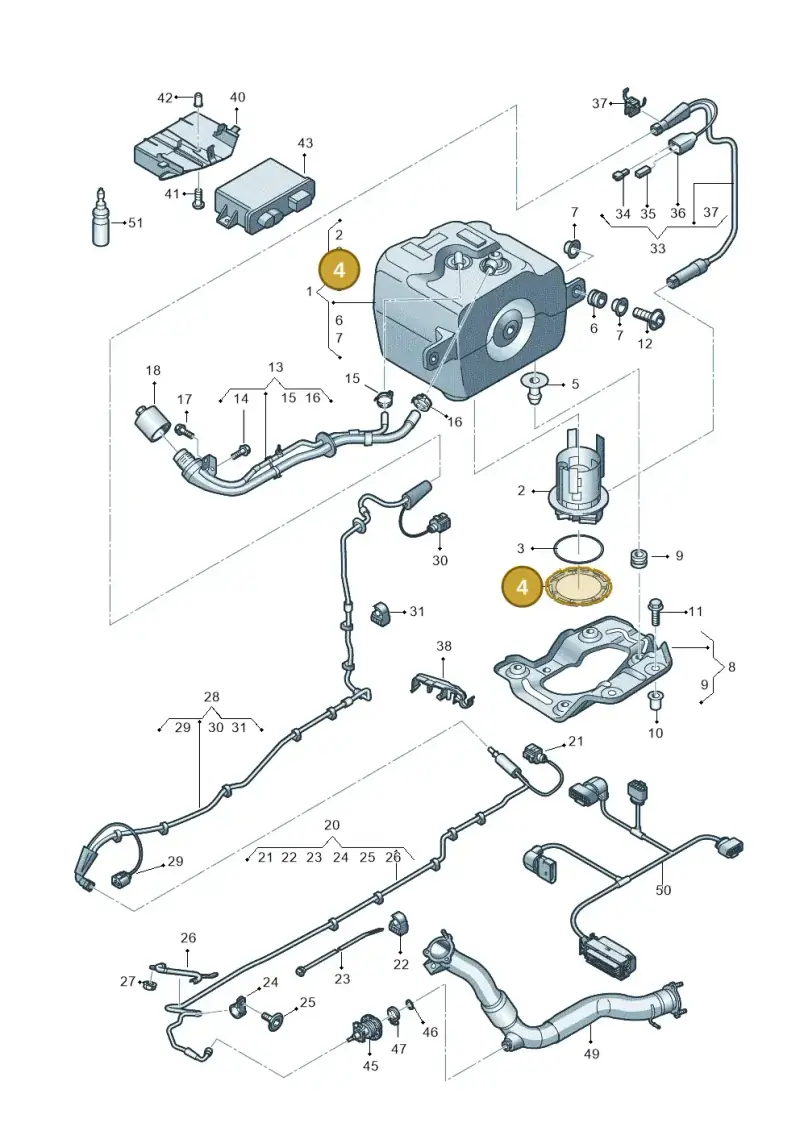 4G0131975 — Audi A8L qu. 3.0 TDI (2009-2014) diagram 696201150, position 4