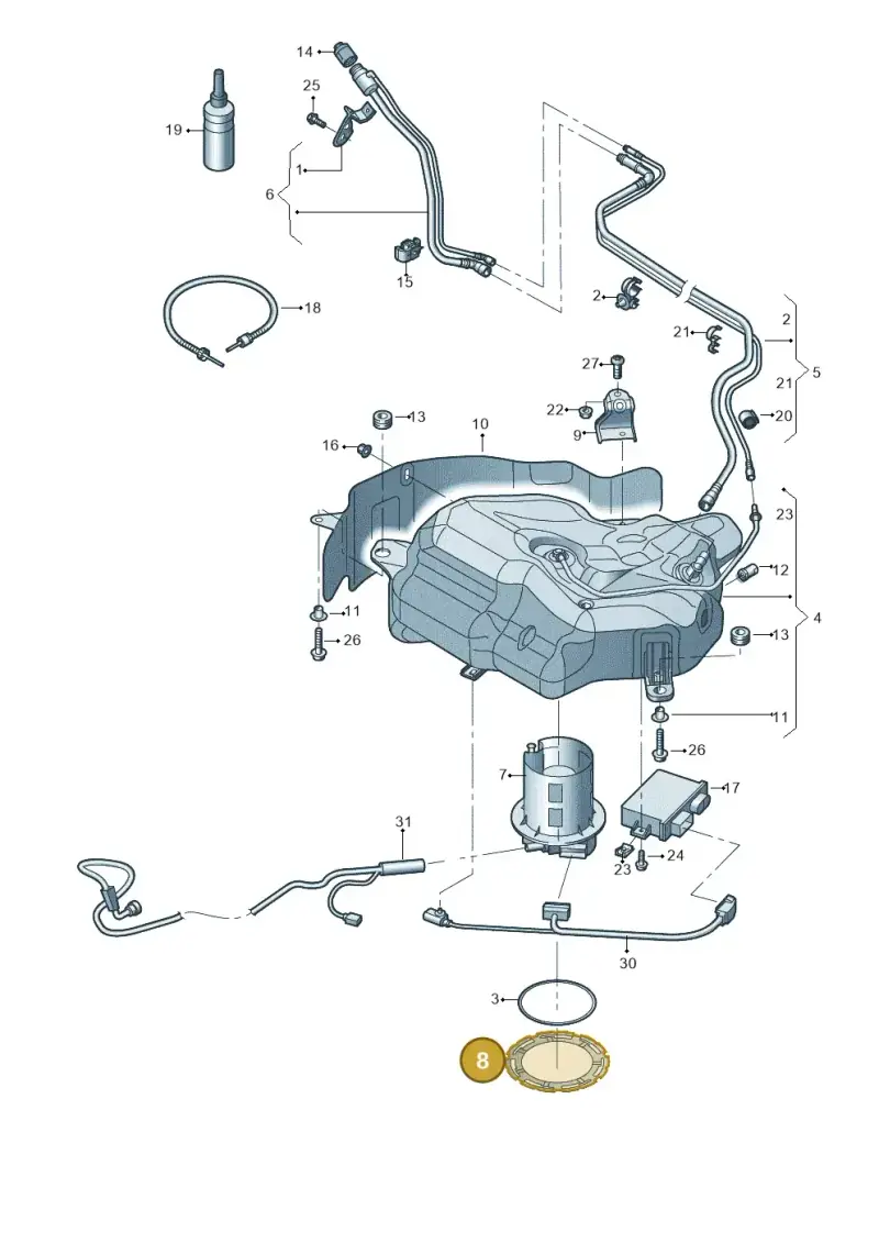 4G0131975 — Audi A7 Sportback (2014-2018) diagram 798201300, position 8