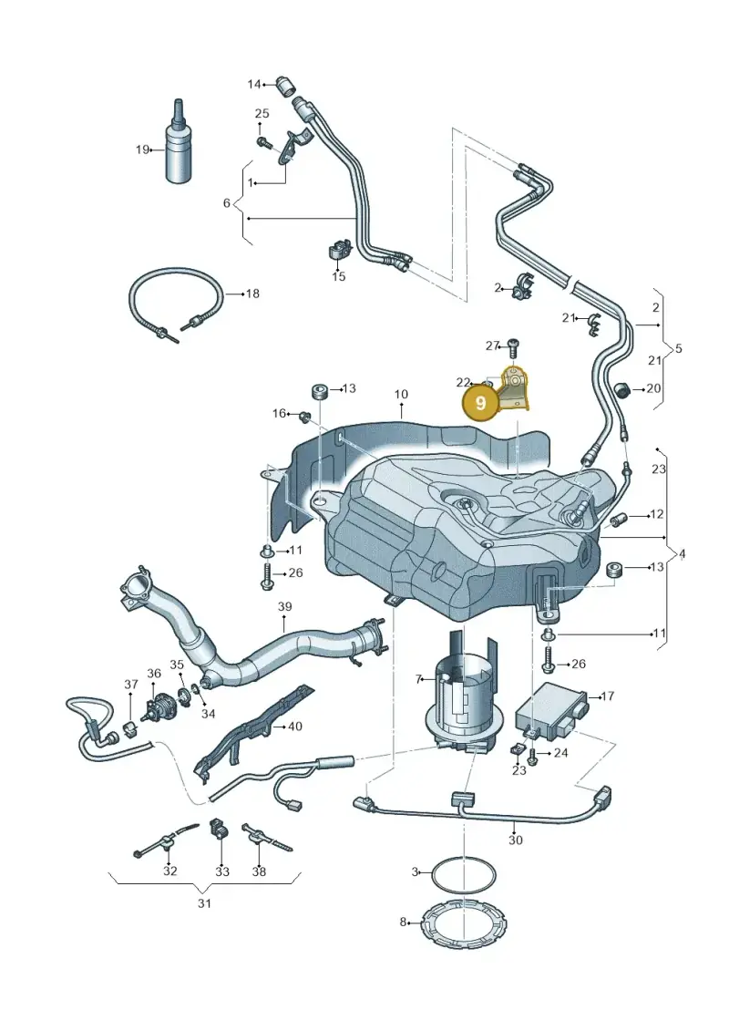 4G0131979 — Audi A7 Sportback (2014-2018) diagram 711201300, position 9