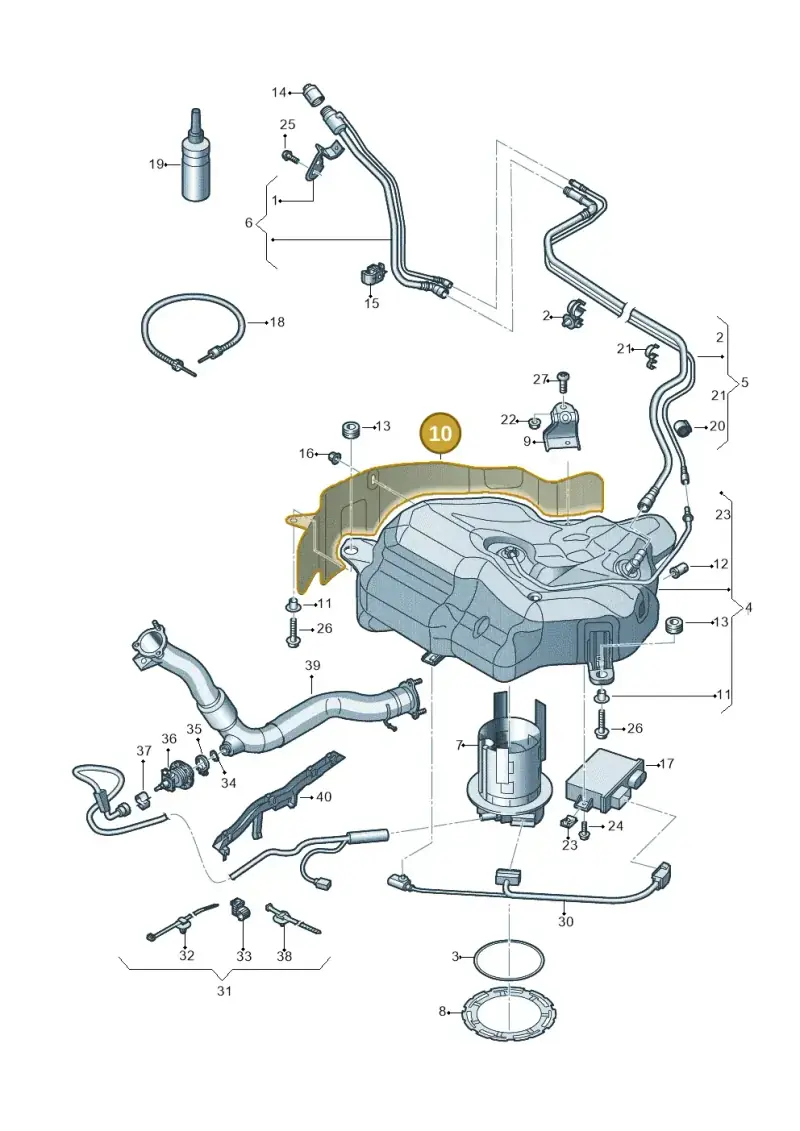 4G0201308G — Audi A7 Sportback (2014-2018) diagram 711201300, position 10