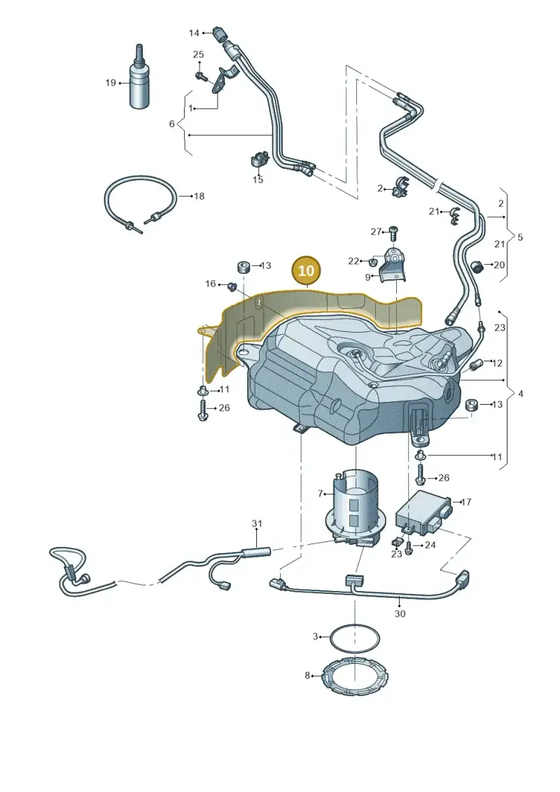 4G0201308G — Audi A7 Sportback (2014-2018) diagram 798201300, position 10
