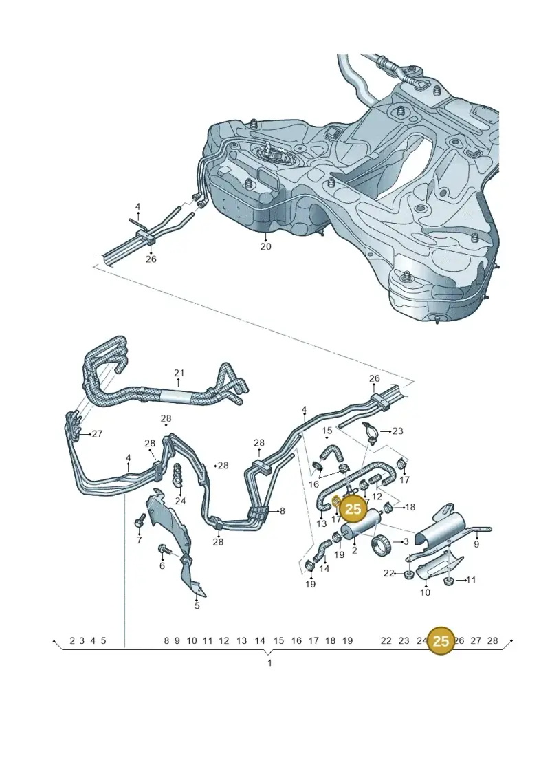 4G0201346B — Audi A6 (2018-2025) diagram 430201062, position 25