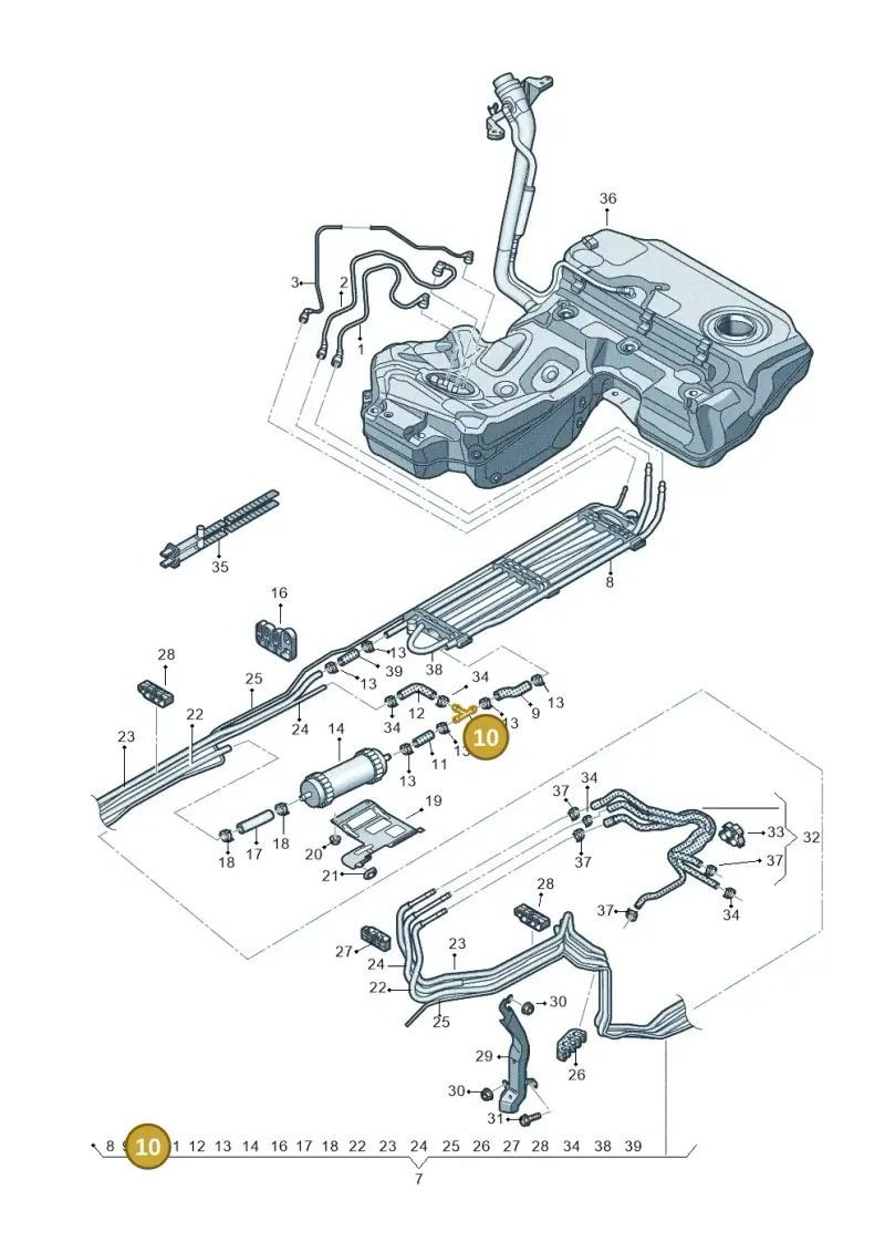 4G0201346B — Audi A7 Sportback (2014-2018) diagram 798201260, position 10