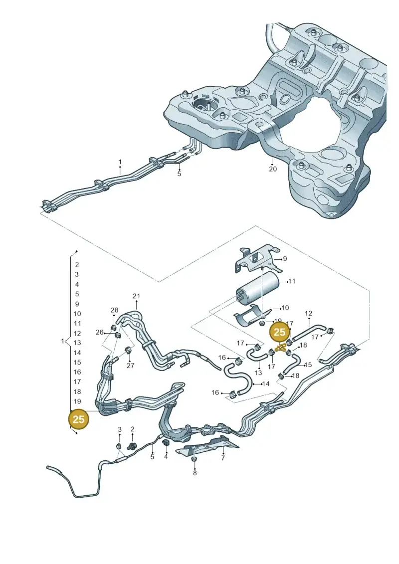4G0201346B — Audi A6 (2018-2025) diagram 838201600, position 25