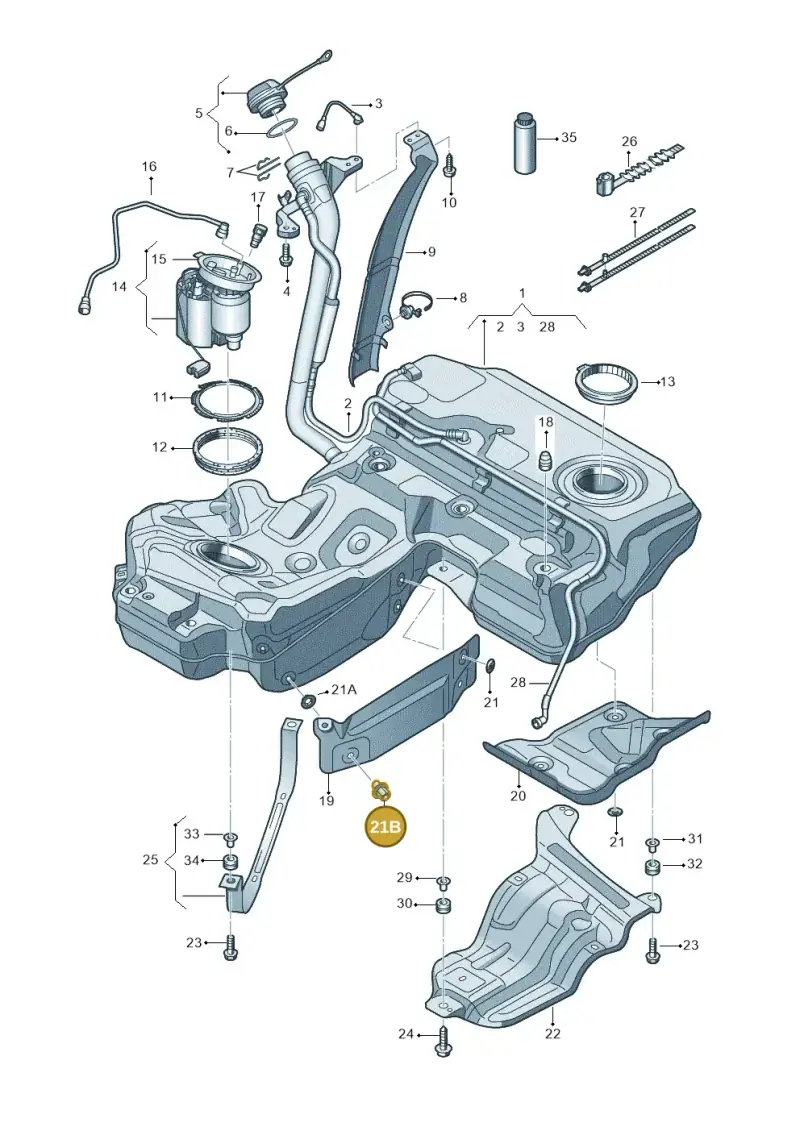 4G0201445 — Audi A7 Sportback (2014-2018) diagram 711201000, position 21B