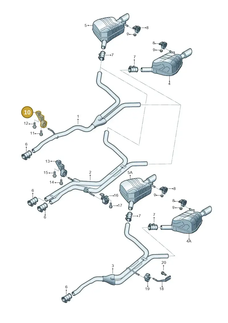4G0253144B — Audi A6 Avant (2012-2018) diagram 738253900, position 10+13