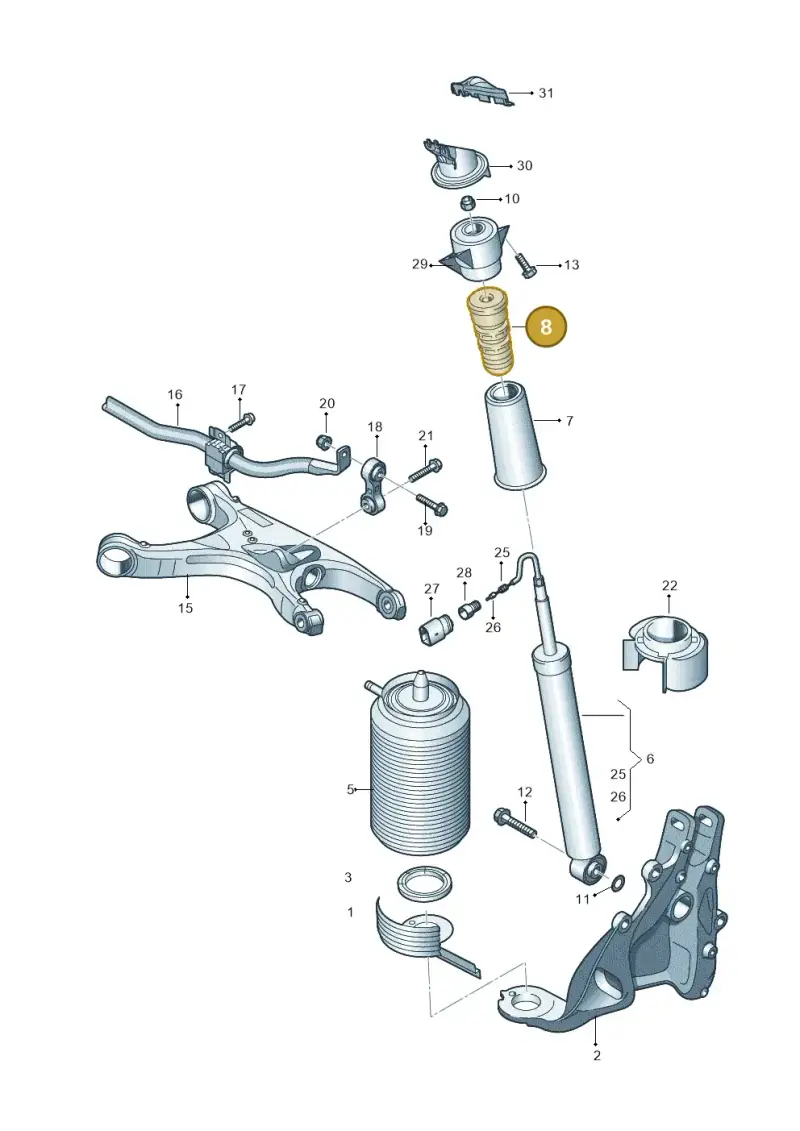 4G0512131D — Volkswagen Phideon (2016-2023) diagram 711511100, position 8