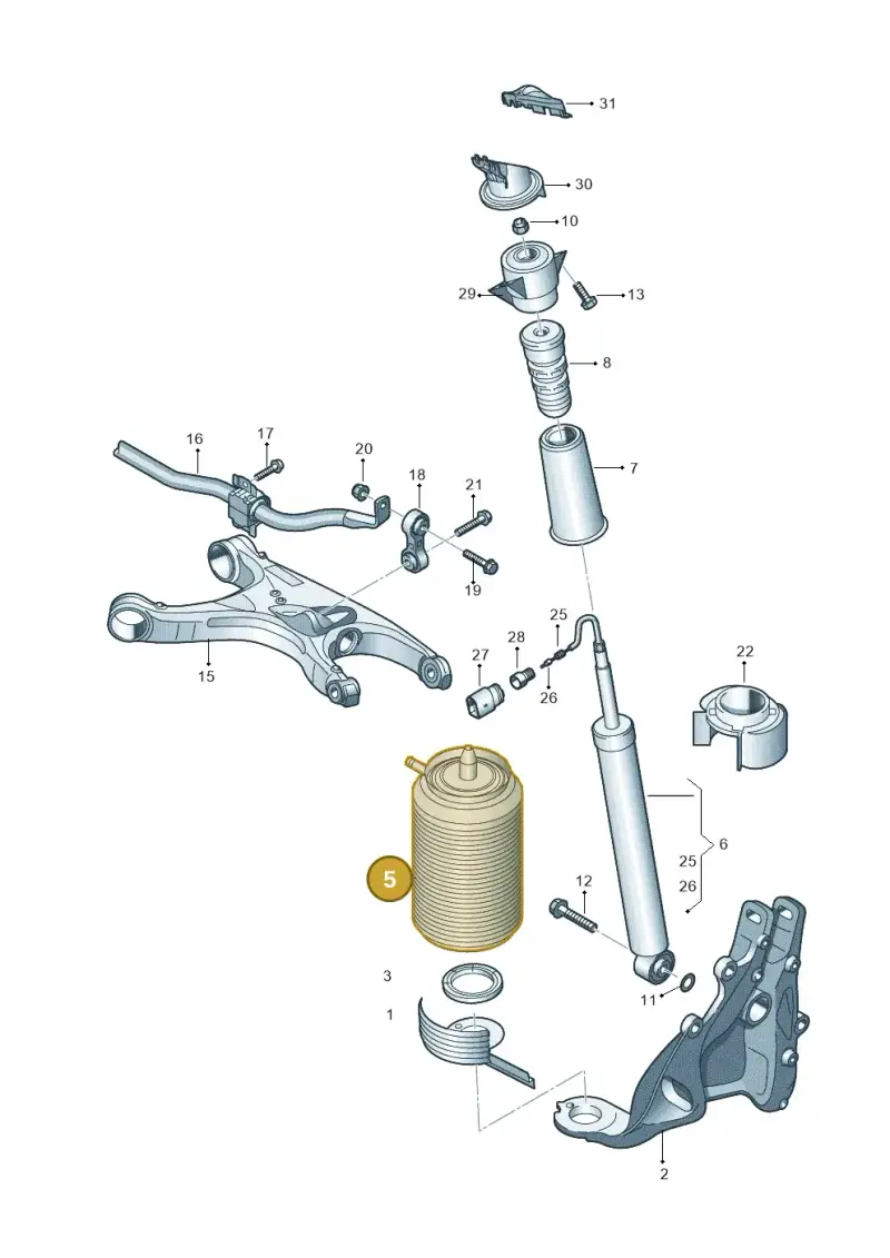 4G0616002AA — Audi A7 Sportback (2014-2018) diagram 711511100, position 5
