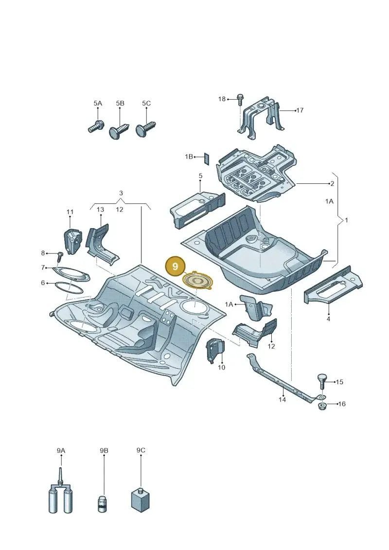 4G0803961B — Audi RS4 Av. qu. 4.2 (2012-2015) diagram 620803500, position 9