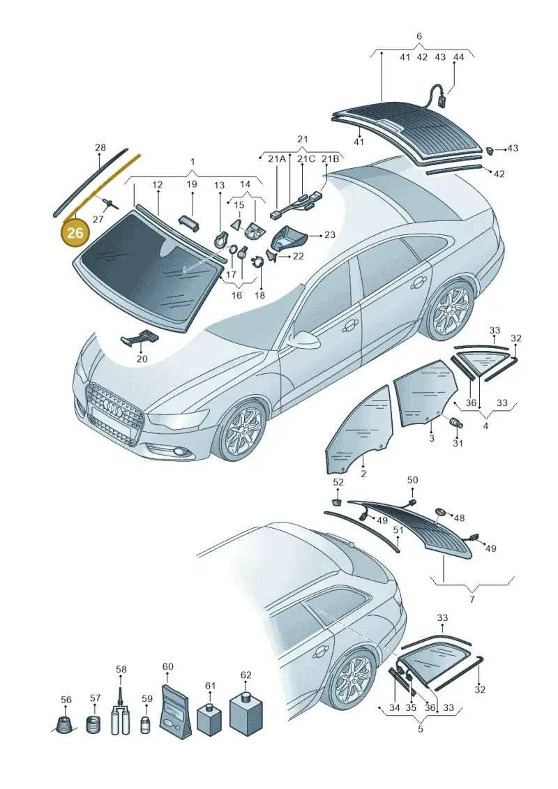 4G0845454A — Audi A6 (2014-2018) diagram 798845000, position 26