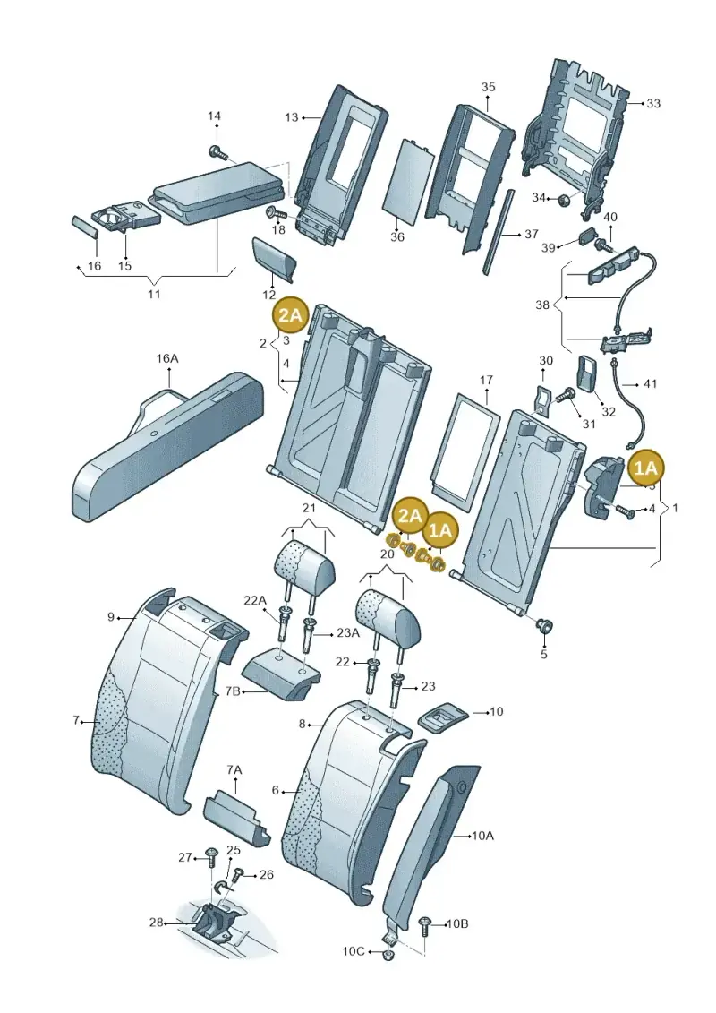 4G0898502 — Audi A7 Sportback (2014-2018) diagram 758885700, position 1A+2A