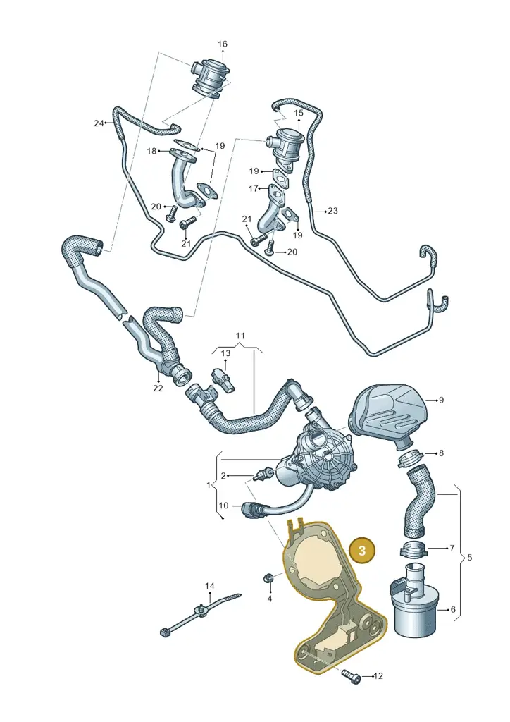 4G0906617H — Audi A7 Sportback (2014-2018) diagram 711131400, position 3
