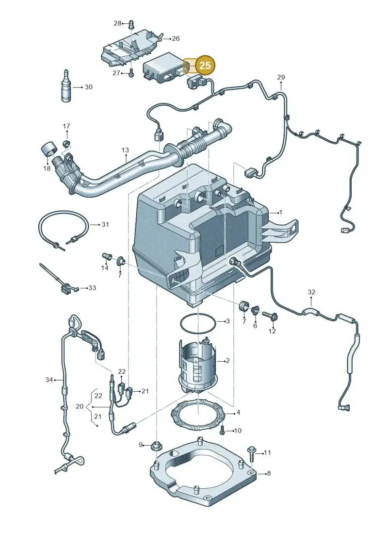 4G0907355G — Audi A8 (2013-2018) diagram 771201150, position 25