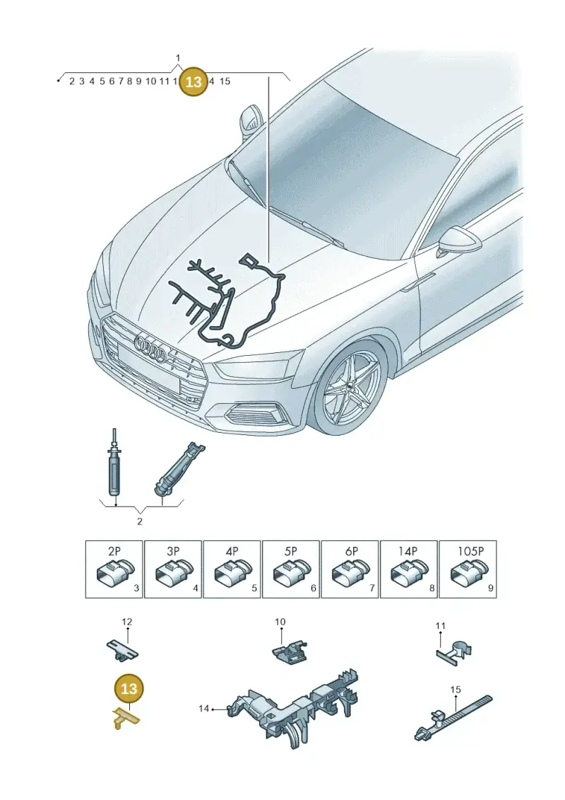 4G0971457C — Audi A5 Sportback (2016-2020) diagram 897971300, position 13