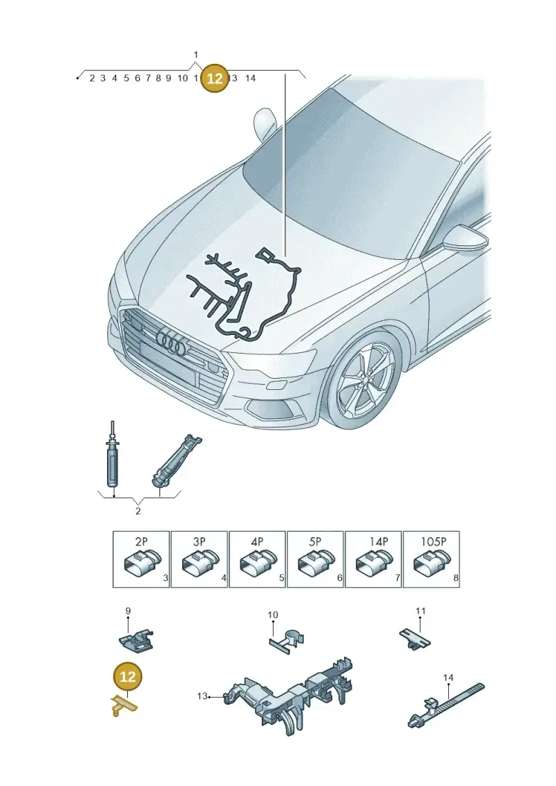 4G0971457C — Audi A6 2.0 (2018-) diagram 430971210, position 12