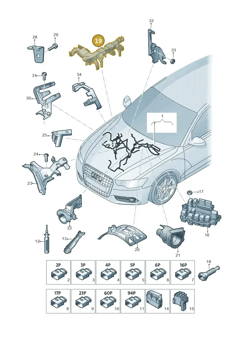4G0971824BD — Audi A6 (2014-2018) diagram 798971350, position 19