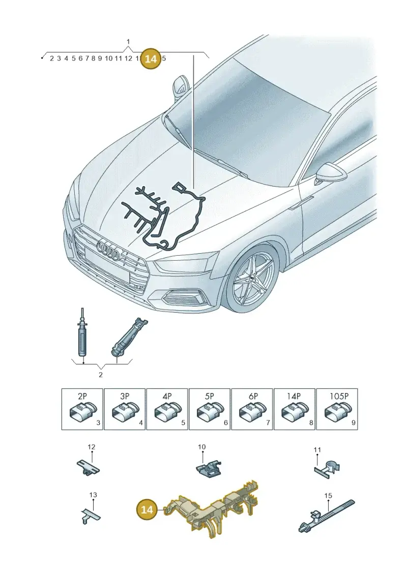 4G0971824BD — Audi A5 Sportback (2016-2025) diagram 897971300, position 14