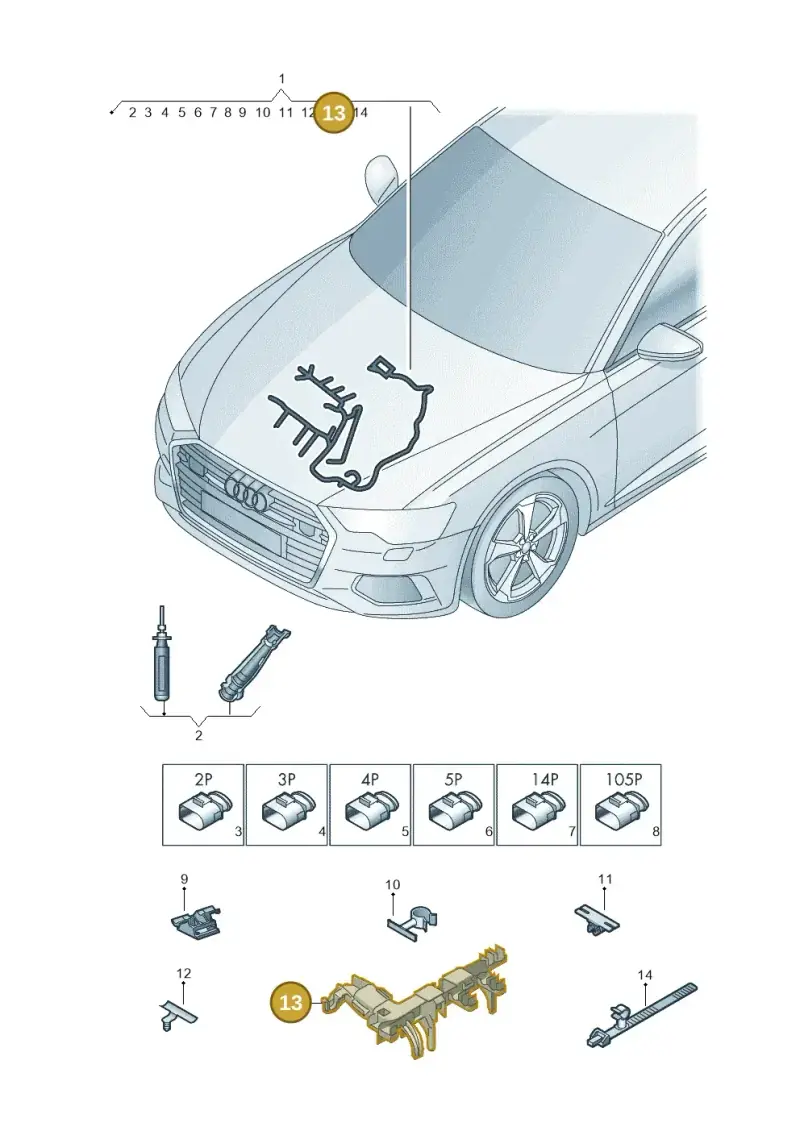 4G0971824BD — Audi A6 (2018-2025) diagram 430971210, position 13
