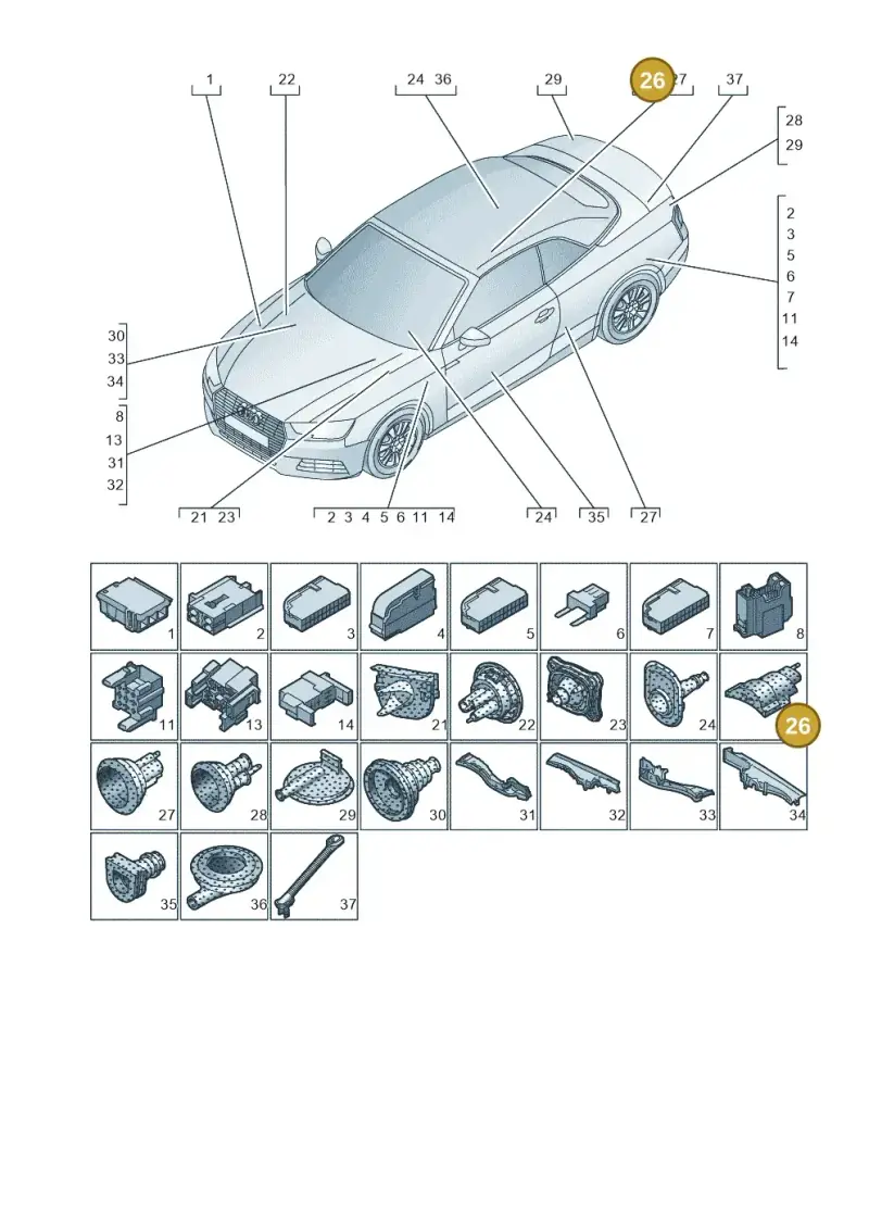 4G0971841 — Audi A5 Cabrio 2.0 (2016-2018) diagram 848971780, position 26