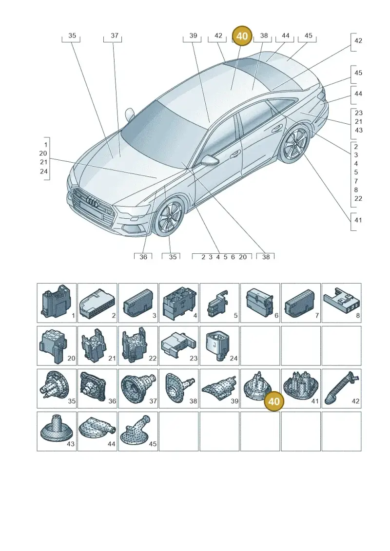 4G0971872B — Audi A6 (2018-2025) diagram 430971810, position 40