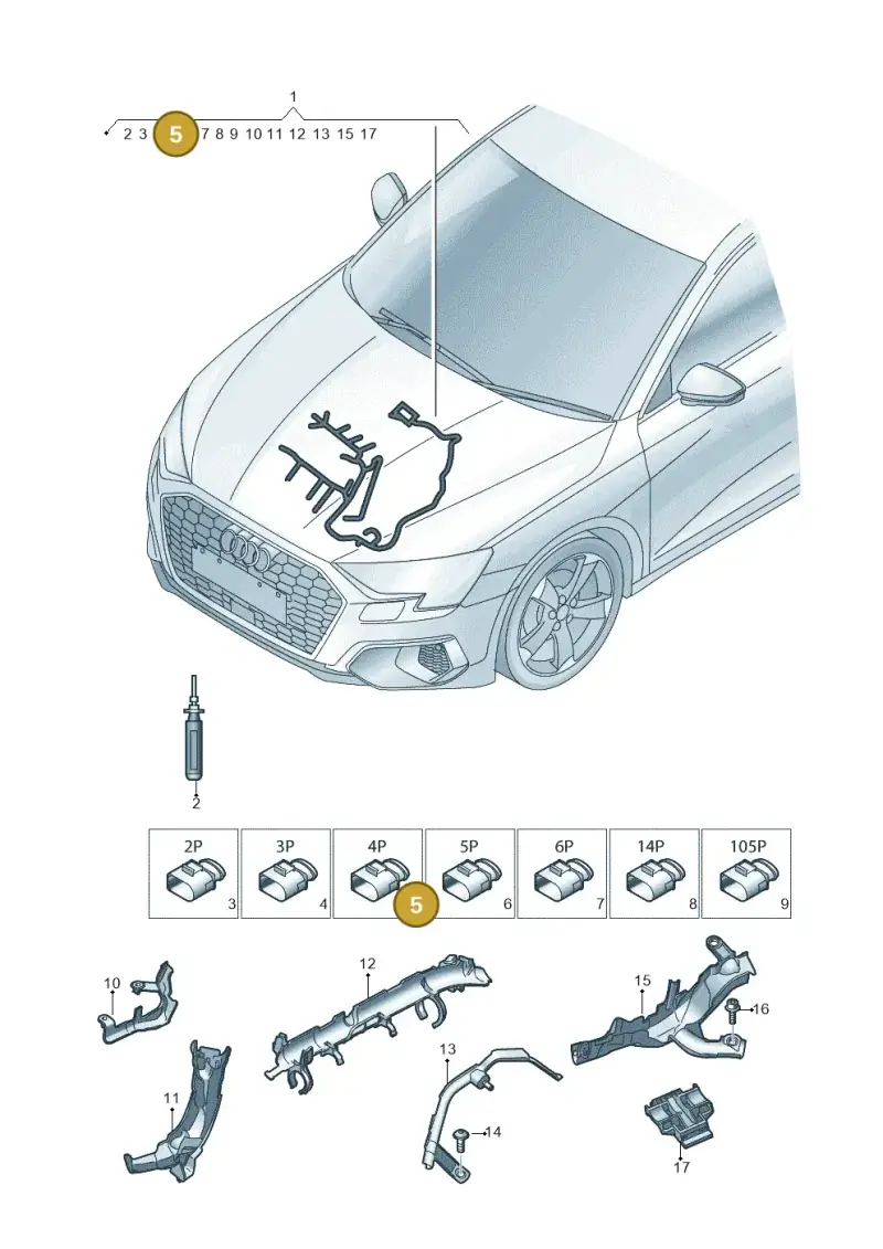 4G0971921D — Audi A3 Sportback (2019-2021) diagram 596971400, position 5