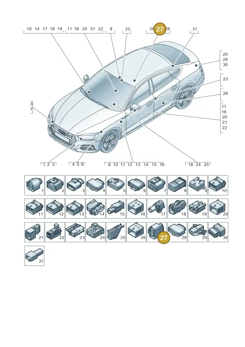4G0973813C — Audi RS5 Sportback (2017-2025) diagram 897971790, position 27