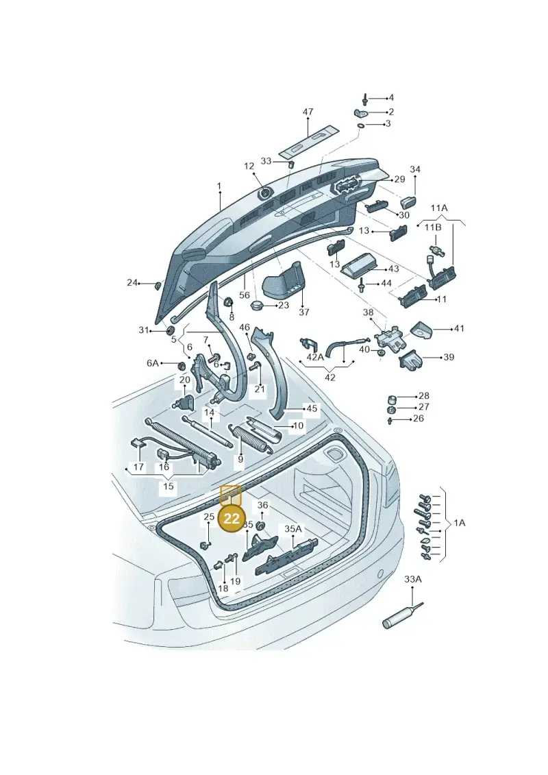 4G5827705D — Audi A6 1.8 (2015-2019) diagram 887827000, position 22