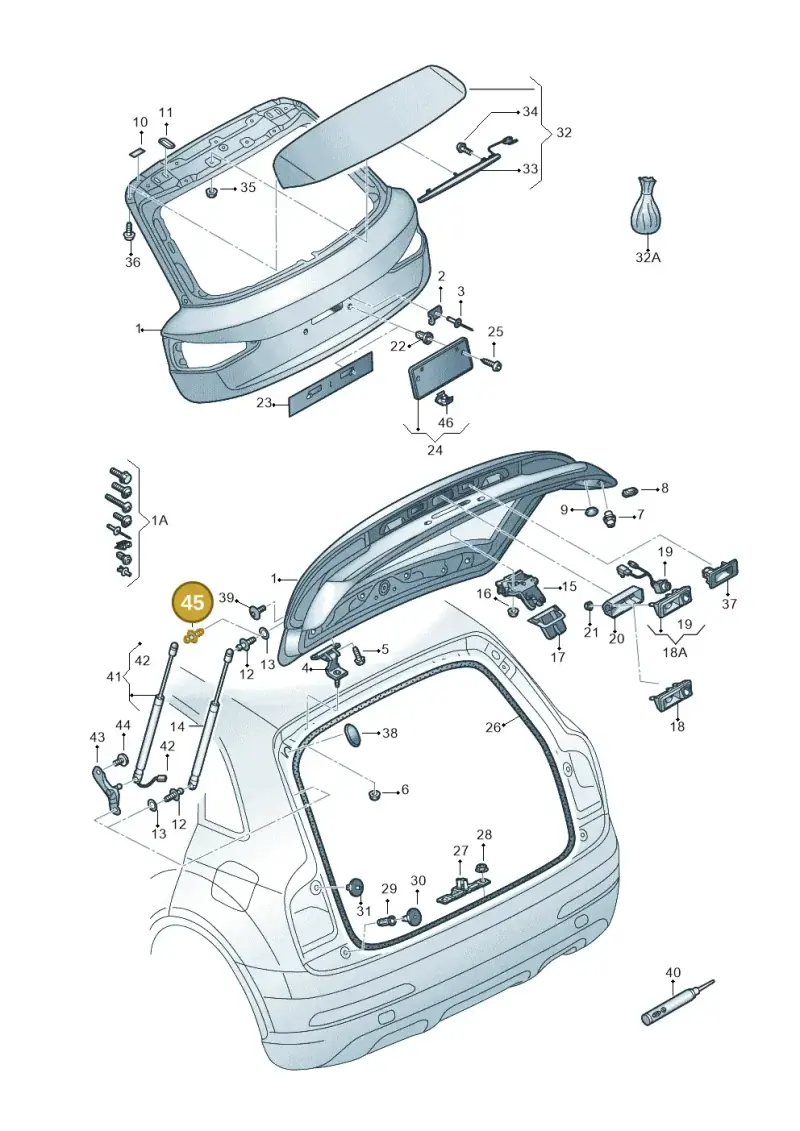 4G8827439A — Audi Q3 1.4 (2016-) diagram 728827000, position 45