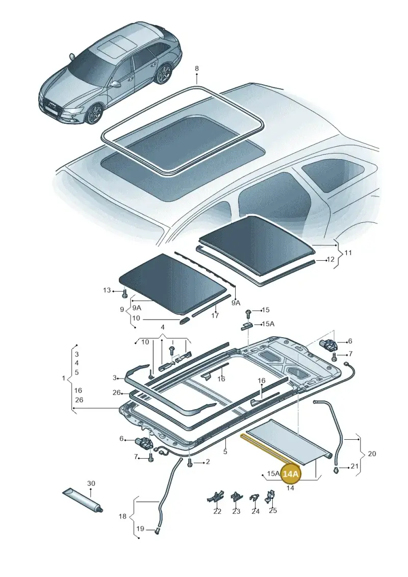 4G9877355 — Audi A6 qu. 3.0 tdi (2014-2018) diagram 717877100, position 14A