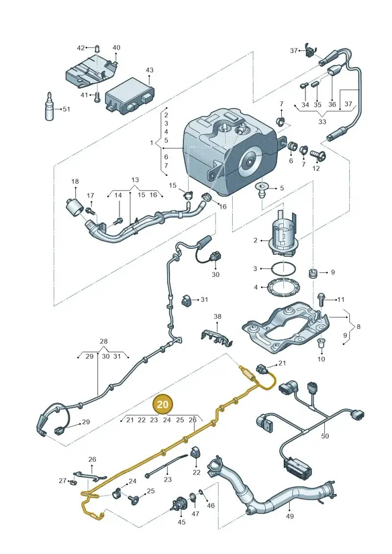 4H0131984E — Audi A8L qu. 3.0 TDI (2009-2014) diagram 696201150, position 20