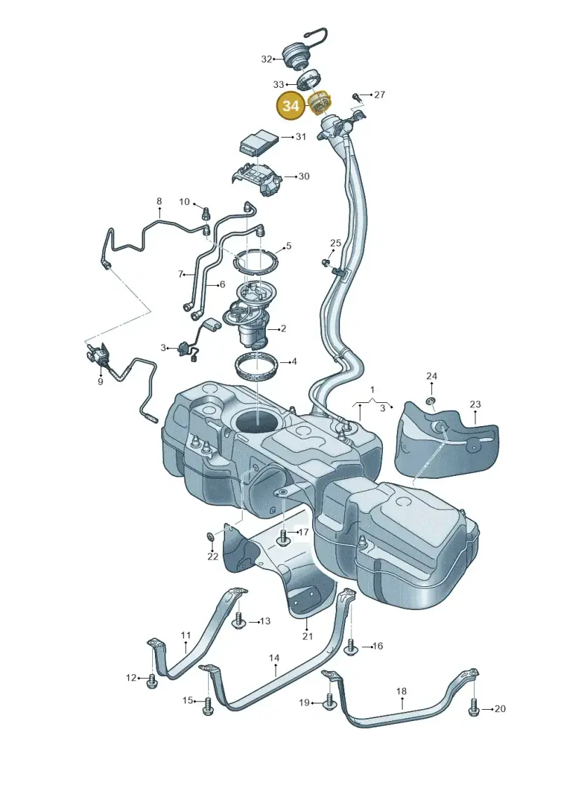 4H0201112A — Audi Q8 Quattro 3,0 (2018-) diagram 429201050, position 34