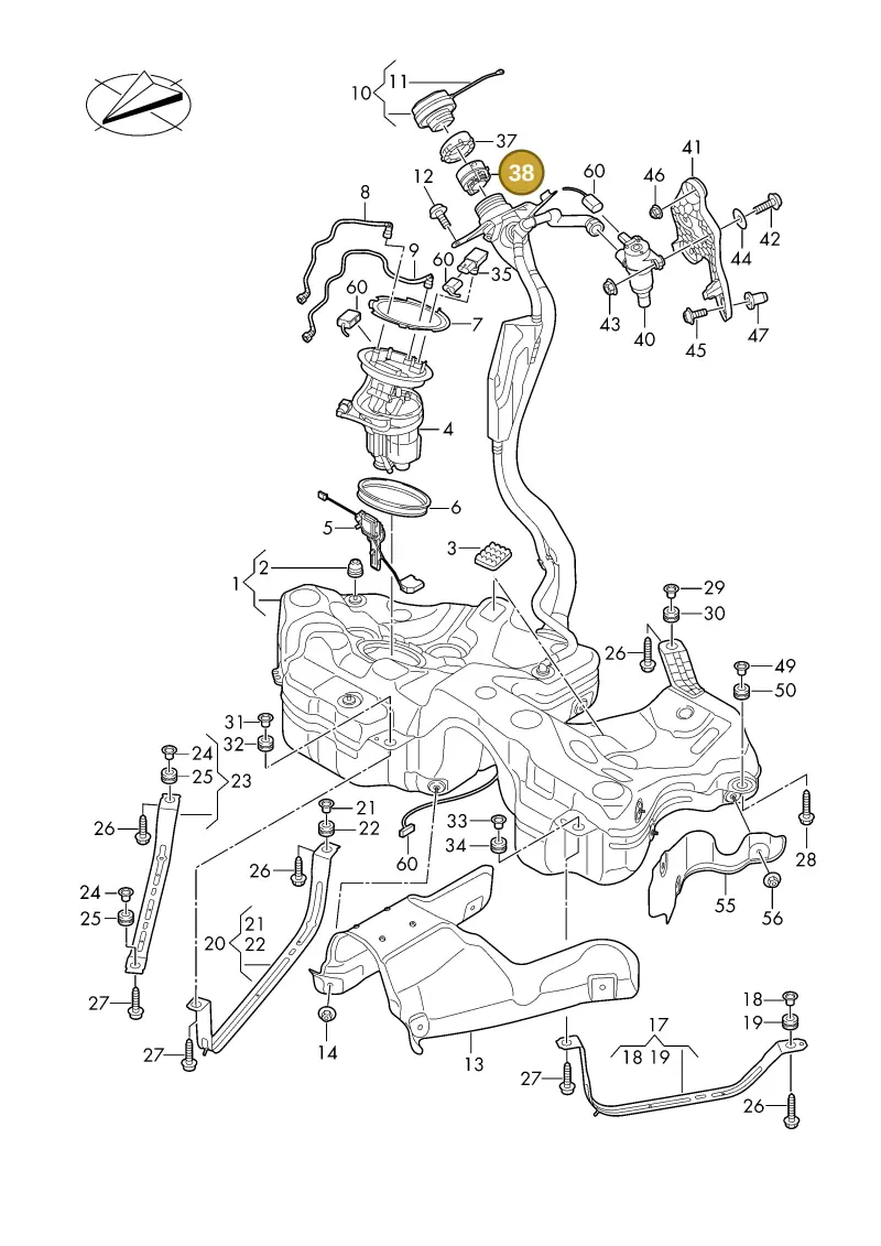 4H0201112A — Audi A5 Limo 2.0 (2024-) diagram 8wh201000, position 38