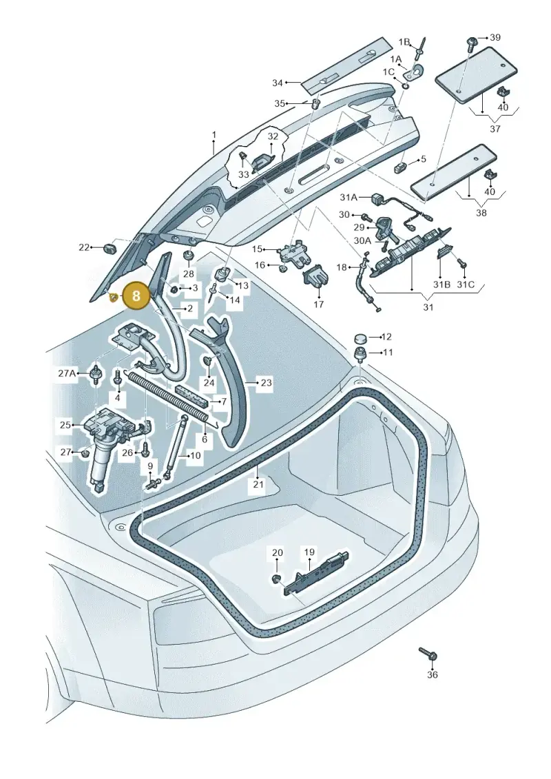 4H0827589C — Audi A8L qu. 3.0 TDI (2009-2014) diagram 696827000, position 8