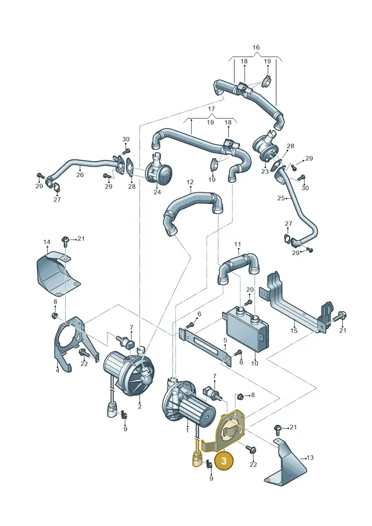 4H0906617L — Audi A8L qu. 3.0 TDI (2013-2018) diagram 696131350, position 3