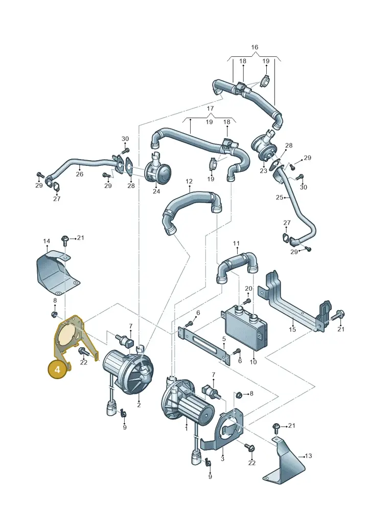 4H0906617M — Audi A8L qu. 3.0 TDI (2013-2018) diagram 696131350, position 4
