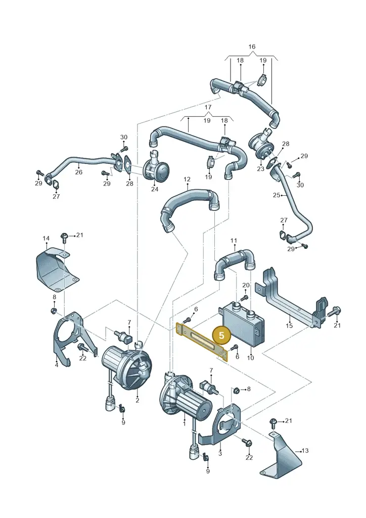 4H0906617Q — Audi A8L qu. 3.0 TDI (2013-2018) diagram 696131350, position 5