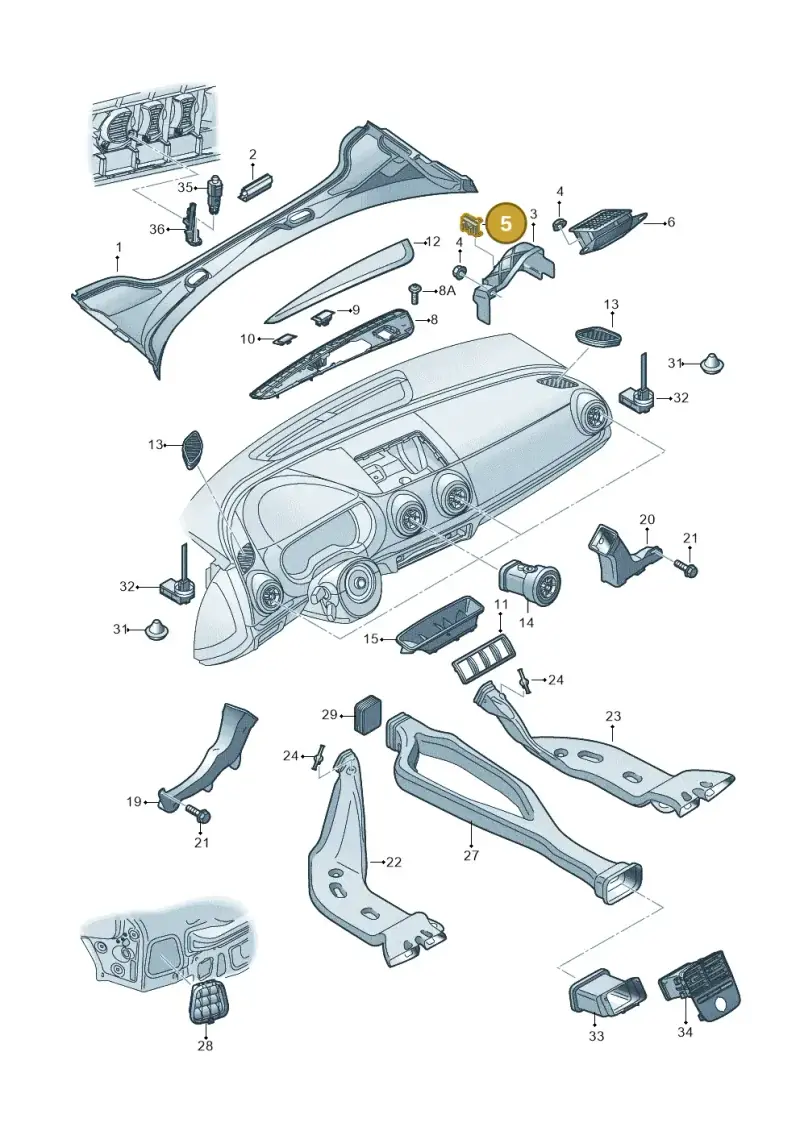 4H0907658 — Audi A3 Sportback (2016-2020) diagram 745819300, position 5