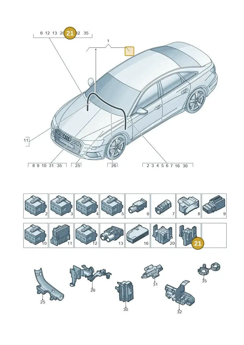 4H0937528 — Audi A6 2.0 (2018-) diagram 430971900, position 21