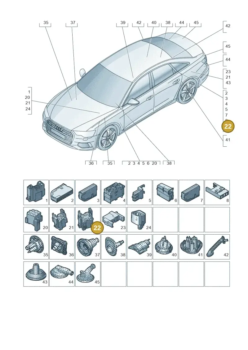 4H0937529 — Audi A6 2.0 (2018-) diagram 430971810, position 22