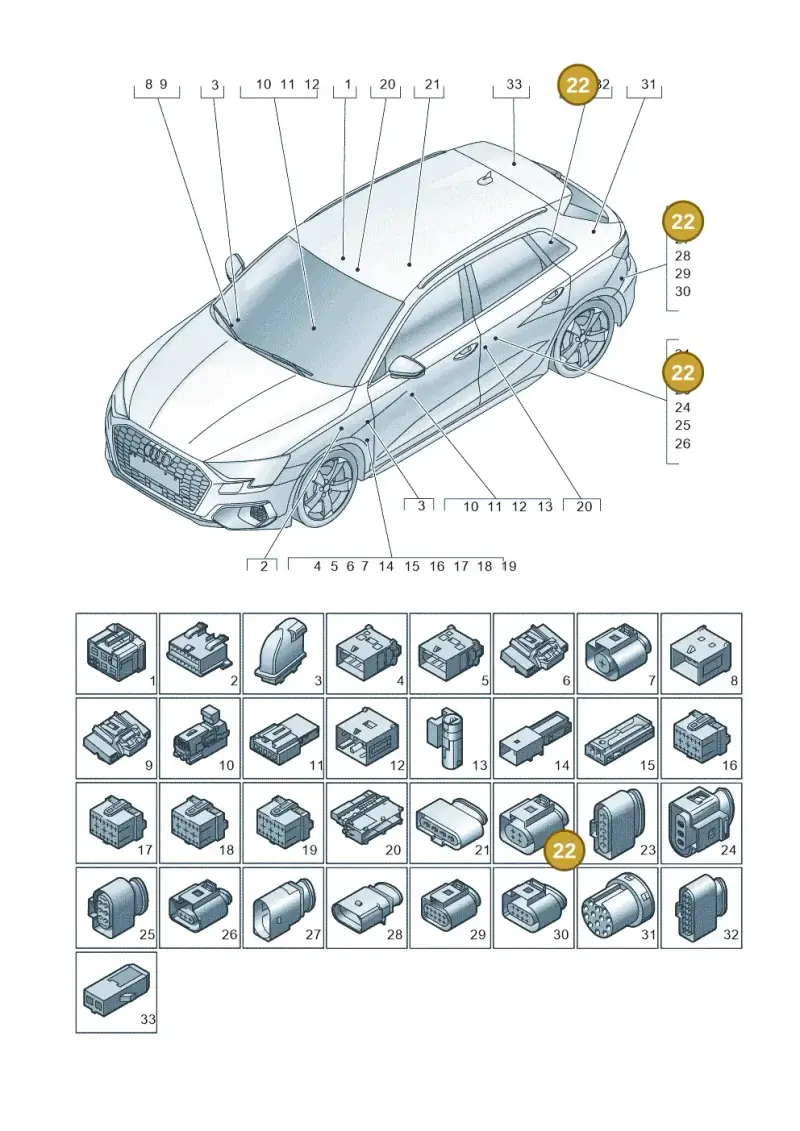 4H0973712B — Audi A3 Sportback (2019-2025) diagram 596971820, position 22